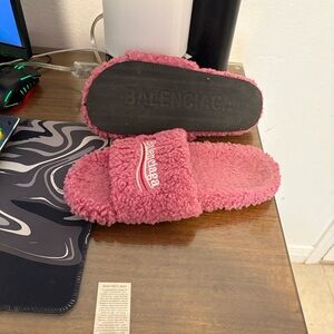 Balenciaga Plush Pink Slides